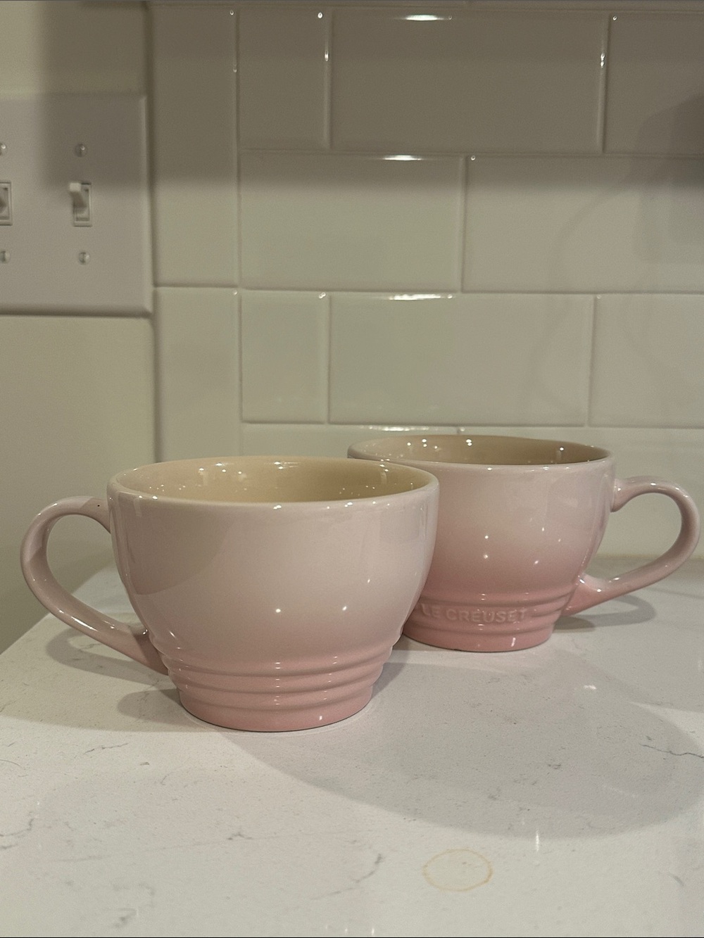 Le Creuset Shell Pink Giant Cappuccino Mugs 400ml - Pair of 2 NWT